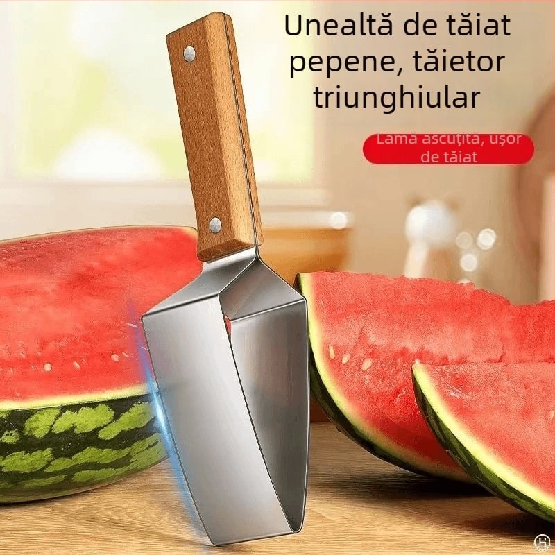 Cuțit din oțel inoxidabil pentru pepene, tăietor triunghiular pentru felii de pepene, pepene galben și alte fructe