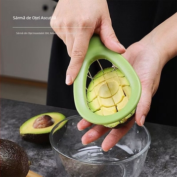 Cuțit de avocado din oțel inoxidabil 304, separator de pulpă de avocado, tăietor de kiwi și platou pentru salată de fructe