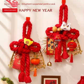Pandantiv din nod chinezesc pentru Anul Nou, Decor de ușă pentru Anul Calului, Decorațiune festivă