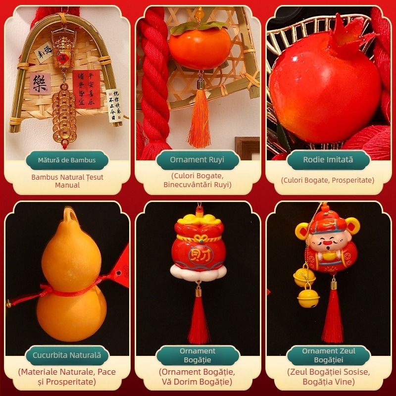 Pandantiv din nod chinezesc pentru Anul Nou, Decor de ușă pentru Anul Calului, Decorațiune festivă