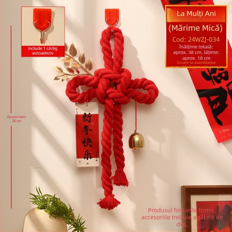 Pandantiv din nod chinezesc pentru Anul Nou, Decor de ușă pentru Anul Calului, Decorațiune festivă