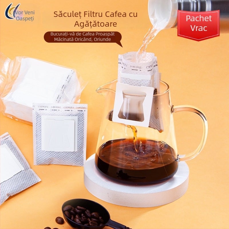 Filtru de cafea de unică folosință pentru preparare manuală, pungă filtrantă portabilă pentru cafea măcinată