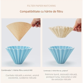 Filtru de cafea ceramic Origami, formă în V, filtrare manuală, ceașcă ceramică conică