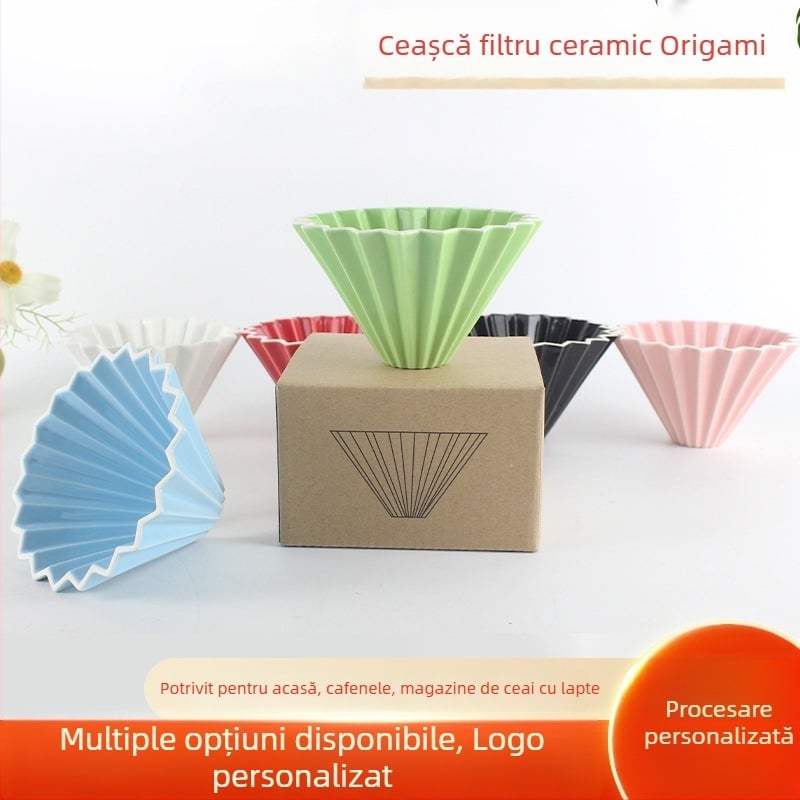 Filtru de cafea ceramic Origami, formă în V, filtrare manuală, ceașcă ceramică conică