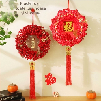 Pandantiv 3D cu simbolul norocului, dublu fațetat, pentru decorul Festivalului Primăverii, pandantiv nod chinezesc pentru ușa sufrageriei