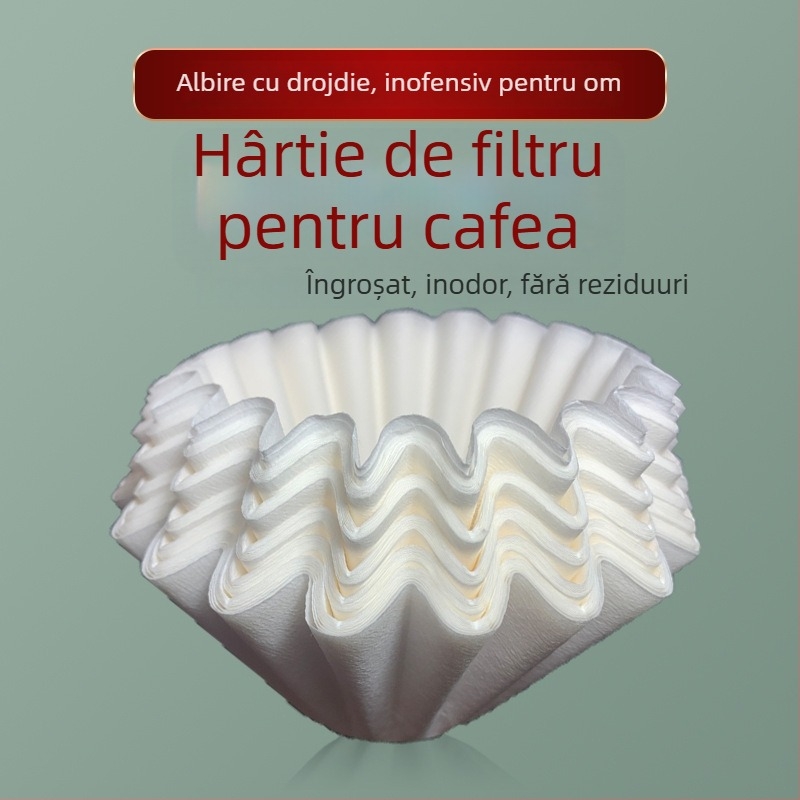 B02 Filtru de cafea de tip bol american și filtru de hârtie, alb, 185x50 mm, ondulat, pentru 2–4 căni