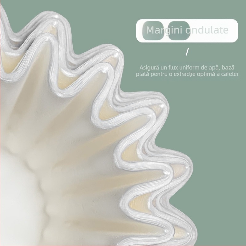 B02 Filtru de cafea de tip bol american și filtru de hârtie, alb, 185x50 mm, ondulat, pentru 2–4 căni