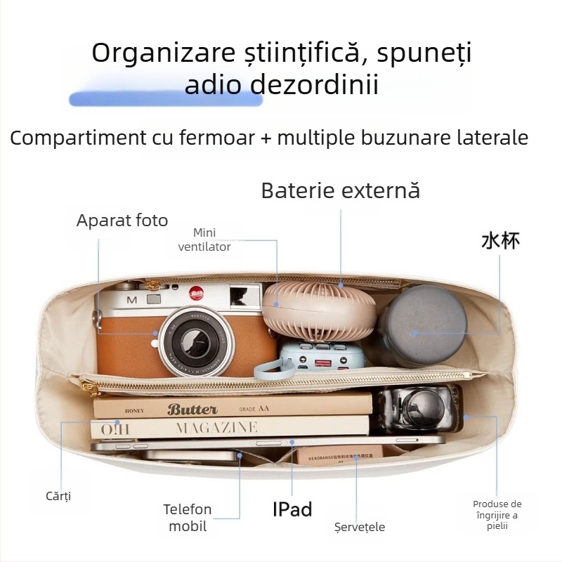Husă interioară compatibilă Longchamp, dimensiune medie, hârtie Dupont impermeabilă, geantă ușoară de depozitare pentru machiaj și produse de toaletă
