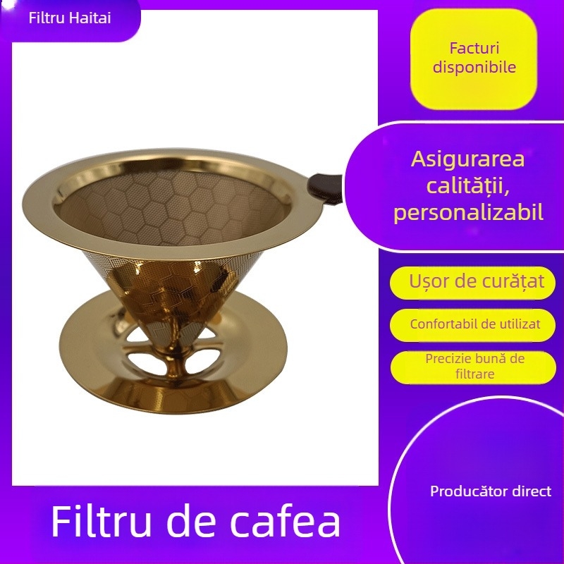 Set filtru cafea Honeycomb, plasă 600 mesh, dublu strat, cu cană și filtru de hârtie (stil japonez)