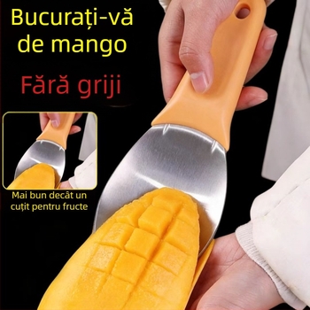 Instrument pentru cuburi de mango și pepene în cuburi, cuțit de decojit, lingură pentru fructe și separator de fructe