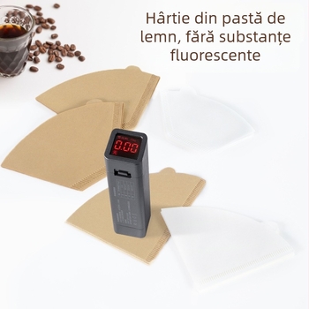 Filtru de cafea din hârtie, în formă de pală, pentru V60 pour-over; filtru conic pentru aparatele de cafea
