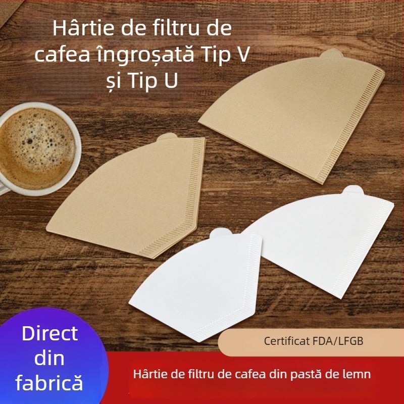 Filtru de cafea din hârtie, în formă de pală, pentru V60 pour-over; filtru conic pentru aparatele de cafea