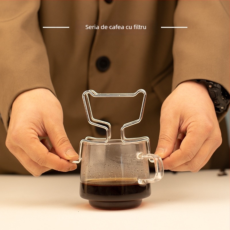 Suport din oțel inoxidabil pentru filtre de cafea, cu urechi de pisică, stil japonez, pentru cafea preparată manual
