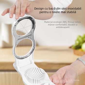Tăietor de ouă din oțel inoxidabil, pentru uz casnic, 2 în 1 tăietor pentru ouă conservate
