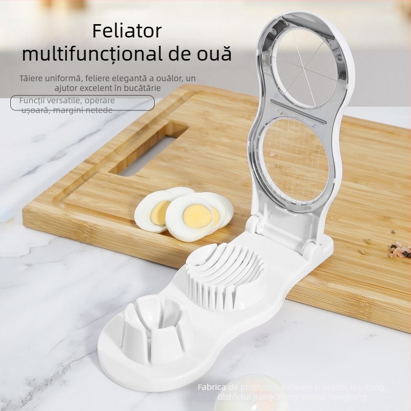 Tăietor de ouă din oțel inoxidabil, pentru uz casnic, 2 în 1 tăietor pentru ouă conservate