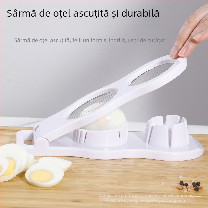 Tăietor de ouă din oțel inoxidabil, pentru uz casnic, 2 în 1 tăietor pentru ouă conservate