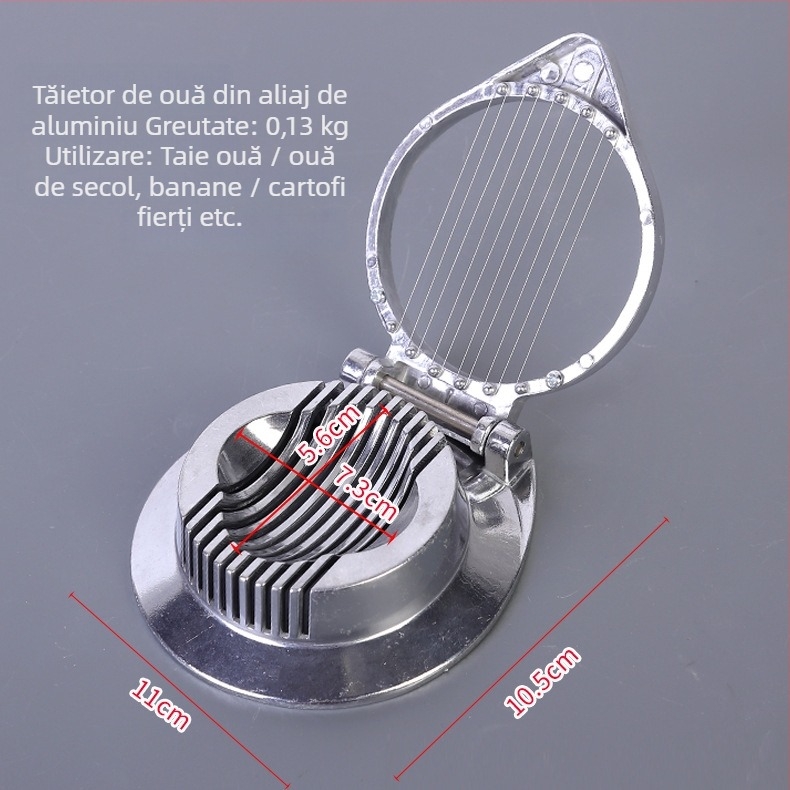 Tăietor de ouă din aliaj de aluminiu pentru uz casnic și comercial, cu șase felii