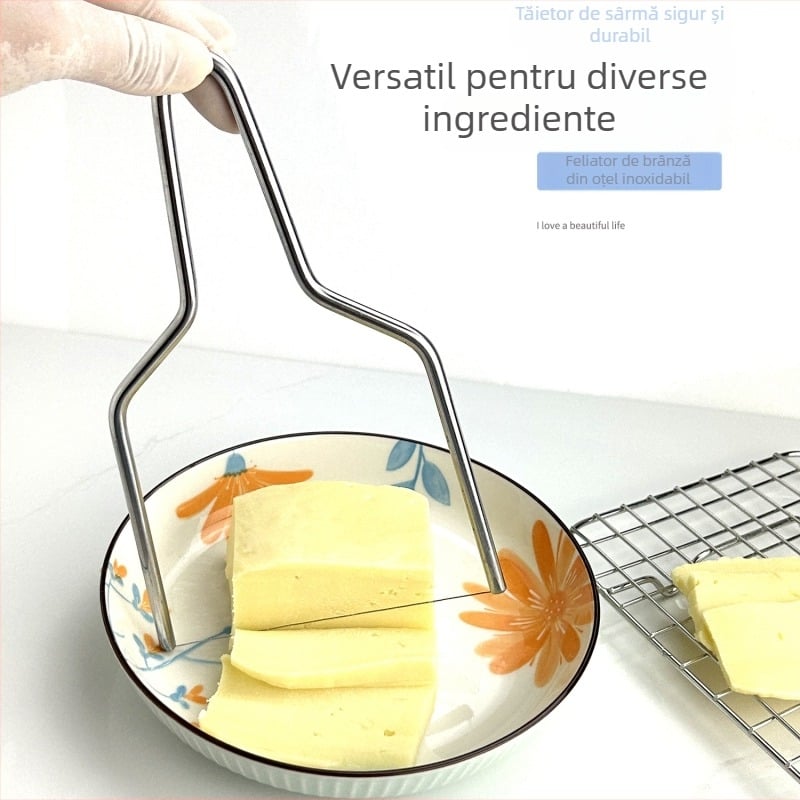 Cuțit din oțel inoxidabil pentru brânză, tăietor foie gras, dispozitiv de stratificare, separator pentru tofu și ouă, unelte pentru cofetărie