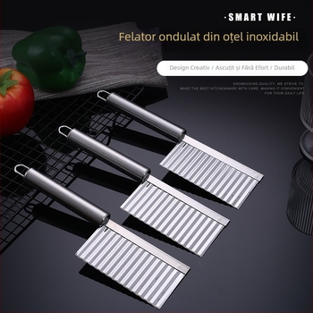 Cuțit de cartofi din oțel inoxidabil cu lamă ondulată — tăiere julienne, fâșii și felii, lamă cu dinți de lup