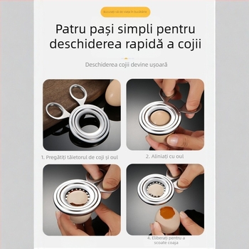Tăietor din oțel inoxidabil pentru coajă de ou, bucătărie de acasă, deschizător de ou creativ și separator de gălbenuș și albuș