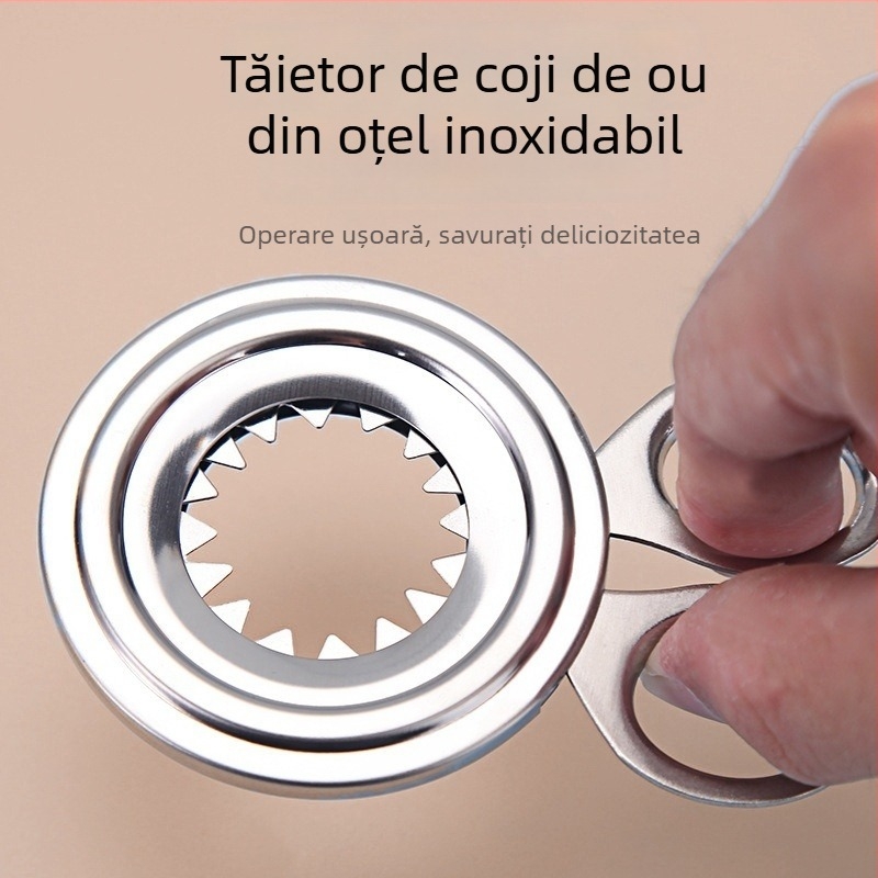 Tăietor din oțel inoxidabil pentru coajă de ou, bucătărie de acasă, deschizător de ou creativ și separator de gălbenuș și albuș