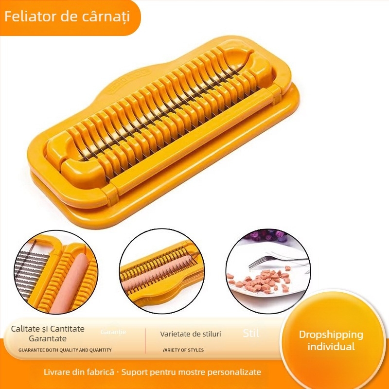 Gadget de bucătărie creativ, multifuncțional, pentru tăierea hot-dog-urilor, șuncii și cârnaților, cu mărunțire fină.