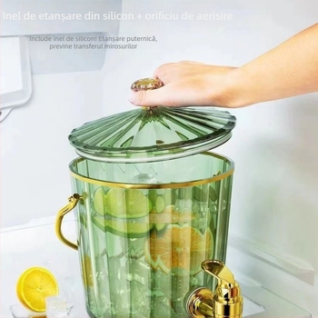 Cană de apă rece pentru uz casnic, cu robinet, recipient pentru băuturi cu model glaciar pentru frigider (PP plastic)