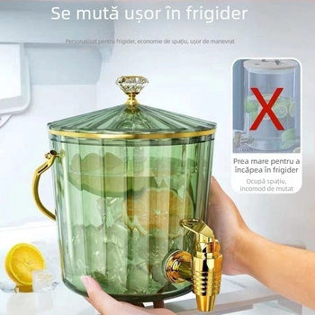 Cană de apă rece pentru uz casnic, cu robinet, recipient pentru băuturi cu model glaciar pentru frigider (PP plastic)