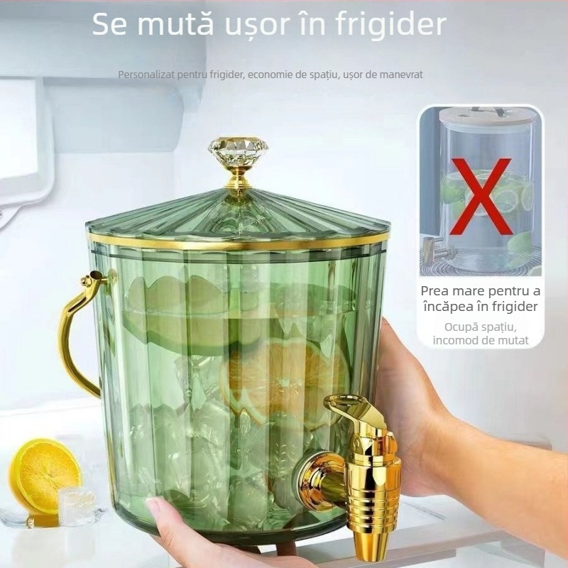Cană de apă rece pentru uz casnic, cu robinet, recipient pentru băuturi cu model glaciar pentru frigider (PP plastic)