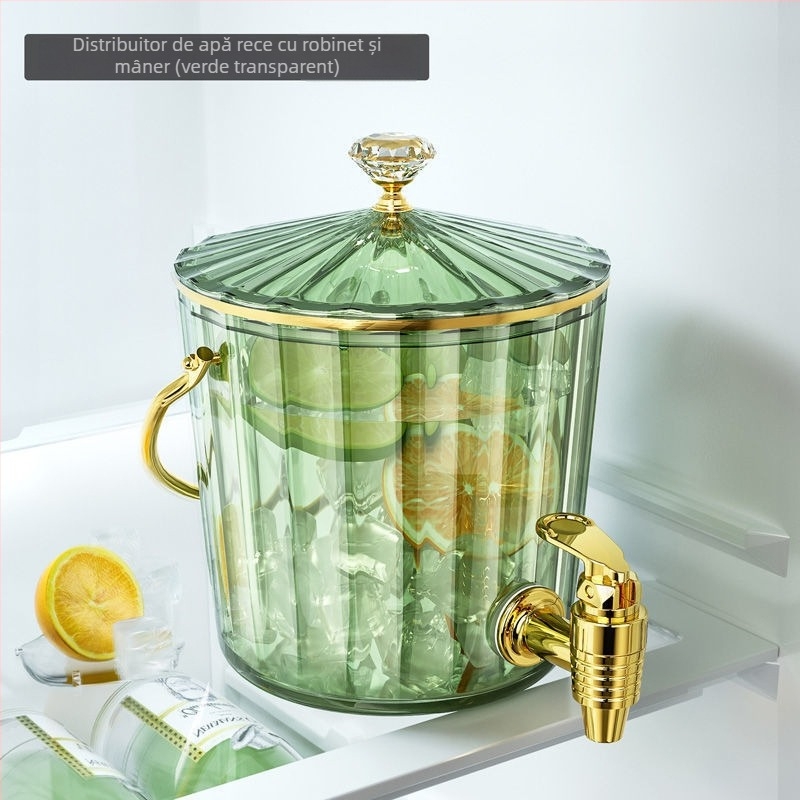 Cană de apă rece pentru uz casnic, cu robinet, recipient pentru băuturi cu model glaciar pentru frigider (PP plastic)