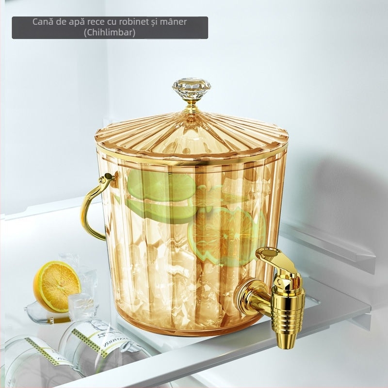 Cană de apă rece pentru uz casnic, cu robinet, recipient pentru băuturi cu model glaciar pentru frigider (PP plastic)