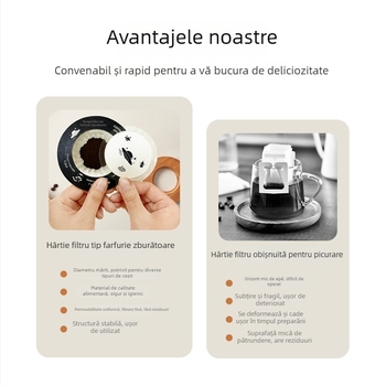 Filtru de cafea în stil UFO pentru pour-over, cu design cu urechi, de unică folosință