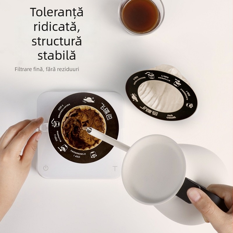 Filtru de cafea în stil UFO pentru pour-over, cu design cu urechi, de unică folosință