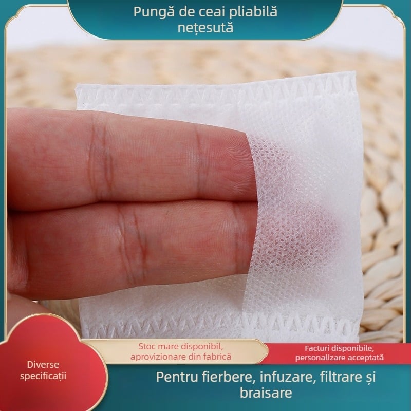 Pungă mare din material nețesut, cu pliere înapoi, de unică folosință, pentru ceai, cafea, condimente, supе și medicină tradițională chineză