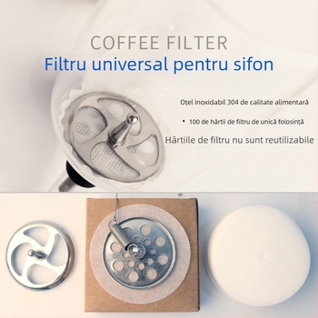 Filtru pentru sifon cafea din oțel inoxidabil, pânză/filtru de hârtie, 100 bucăți, universal