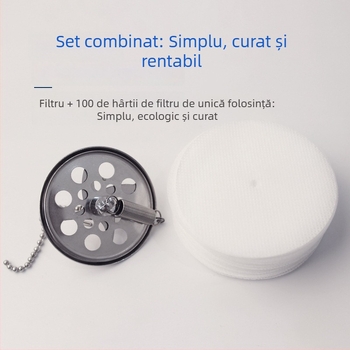 Filtru pentru sifon cafea din oțel inoxidabil, pânză/filtru de hârtie, 100 bucăți, universal