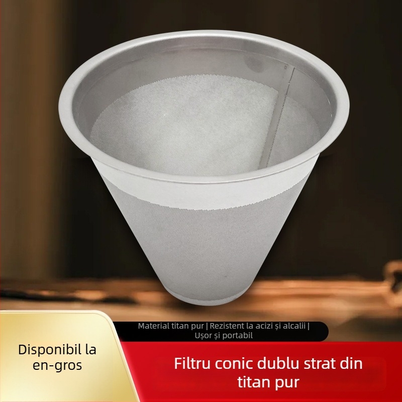 Filtru conic de cafea din titan pur, infuzor pentru ceai, filtrare fără hârtie