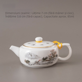 Ceainic și accesorii de ceai în stil chinezesc, ceramică albastru‑alb, porțelan alb, ceainic mic retro pentru uz casnic