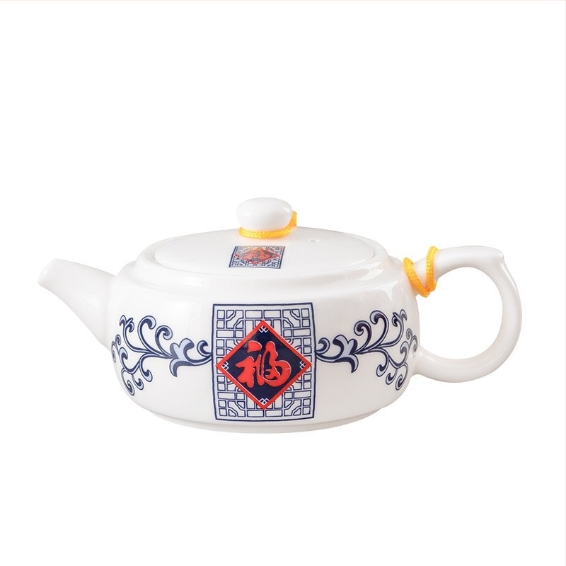 Ceainic și accesorii de ceai în stil chinezesc, ceramică albastru‑alb, porțelan alb, ceainic mic retro pentru uz casnic