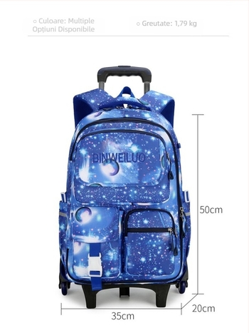 Rucsac pentru copii cu rotile, în stil frigider, pentru școală, clasele 3-9, unisex