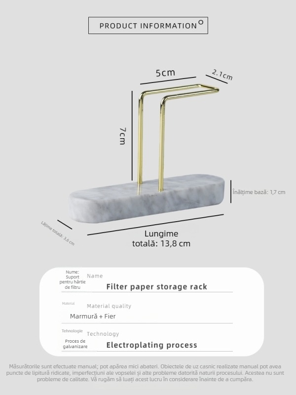 60 foi de filtru pentru cafea la filtru manual, suport universal pentru șervețele și cutie de depozitare cu aspect de marmură