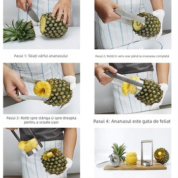 Cuțit pentru curățare, decojire și eliminarea miezului din ananas, oțel inoxidabil 304/430