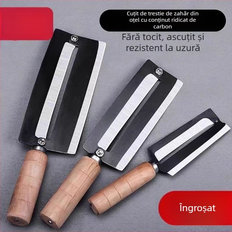 Cuțit din oțel carbon pentru trestia de zahăr și ananas, cu mâner din lemn, lamă ascuțită, curățător multifuncțional