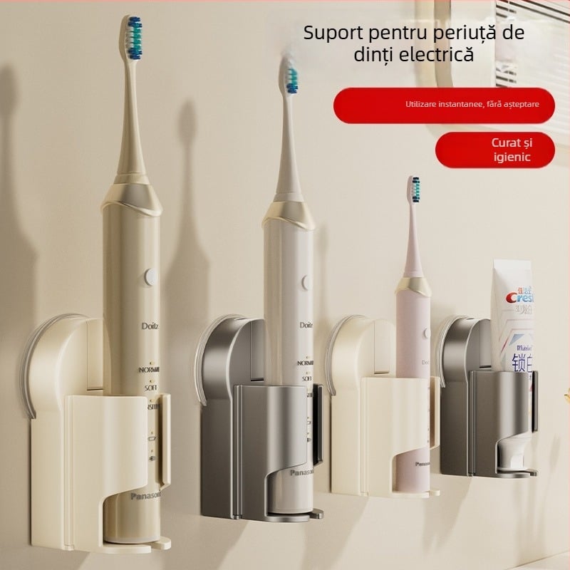 Dimitrov Suport pentru periuța electrică cu ventuză, montaj pe perete, fără găuri, organizator baie