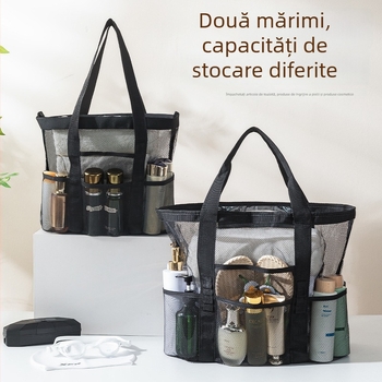 Geantă de plajă din plasă, ușor de purtat pentru plajă și călătorii, spațiu mare pentru prosoape și papuci, respirabilă și multifuncțională