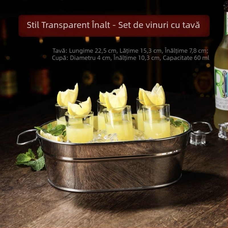 Set de pahare pentru shot în formă de glonț și pahare de cocktail