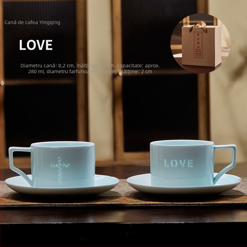 Set de cești și farfurioară de cafea din ceramică, înaltă calitate, ceașcă latte, cutie cadou, personalizare