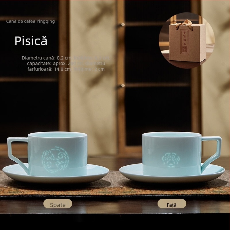 Set de cești și farfurioară de cafea din ceramică, înaltă calitate, ceașcă latte, cutie cadou, personalizare