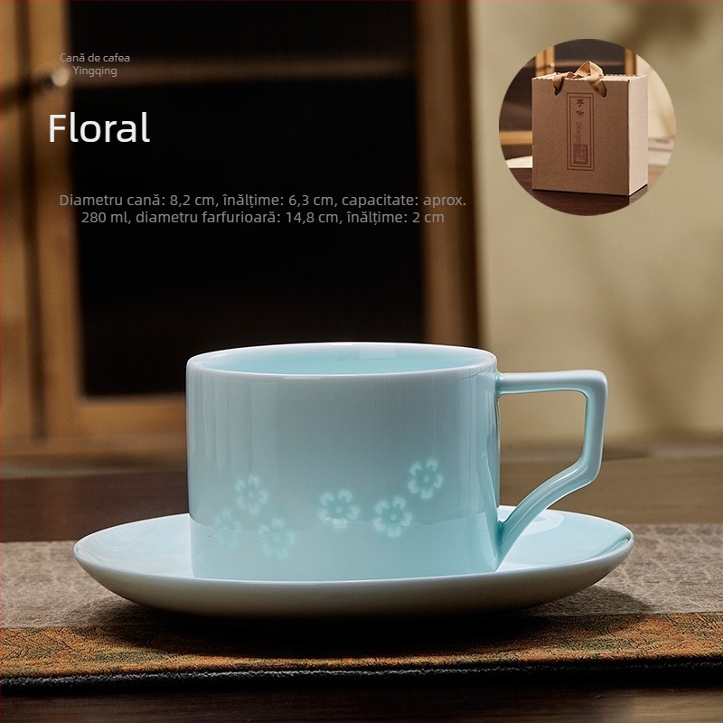 Set de cești și farfurioară de cafea din ceramică, înaltă calitate, ceașcă latte, cutie cadou, personalizare