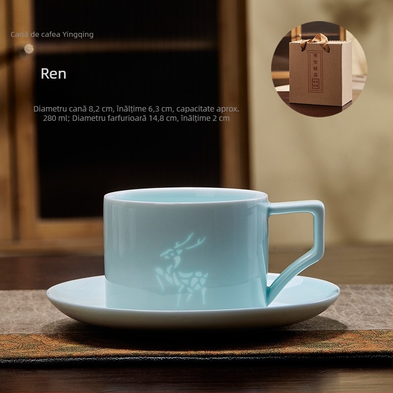 Set de cești și farfurioară de cafea din ceramică, înaltă calitate, ceașcă latte, cutie cadou, personalizare